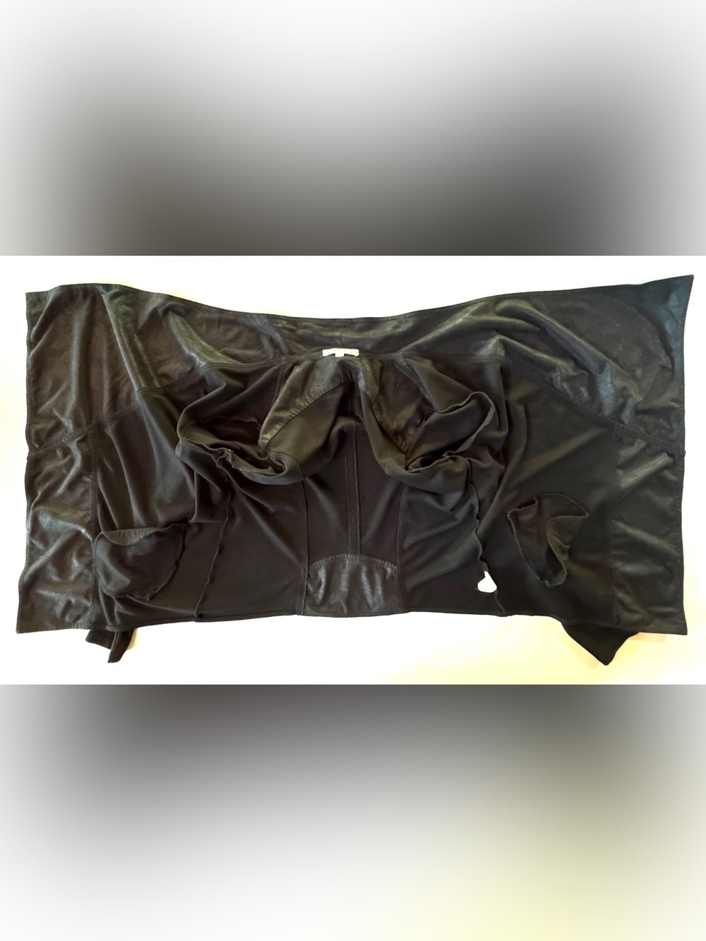 CAbi #527 Black Owens Jacket Waterfall Moto Faux Leather Trim Open Cardigan (L) - Picture 8 of 17